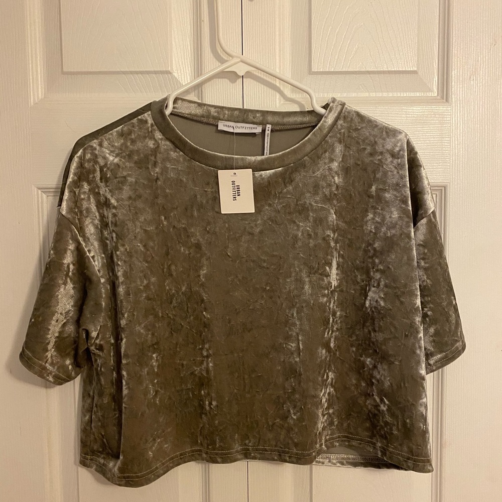 Super cute Urban Outfitters taupe velour crop top!